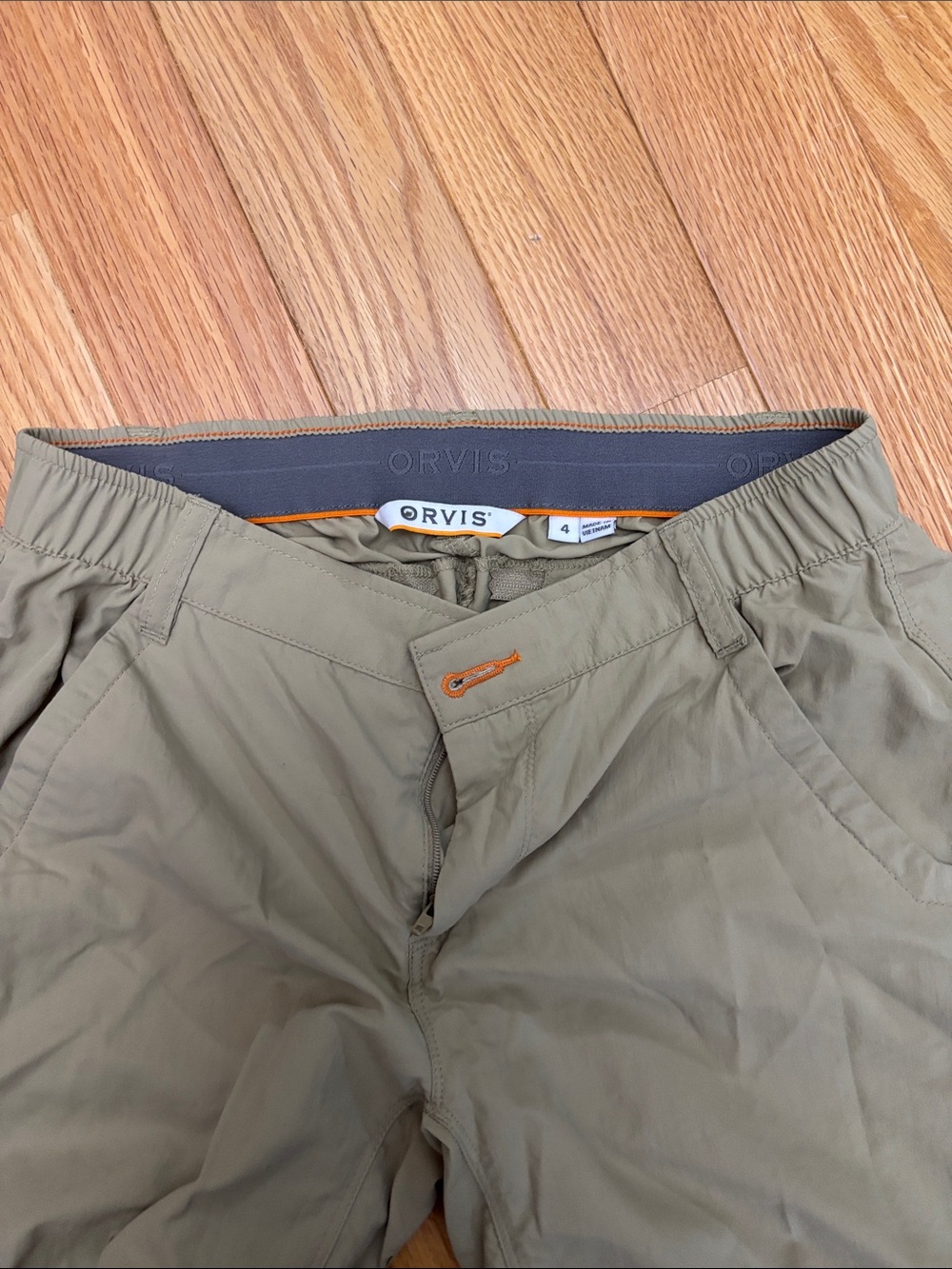 Orvis Olive Hybrid Women's Pants with Orange Trim